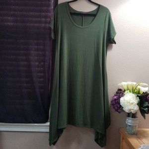 Olive green shark bite hem dress
